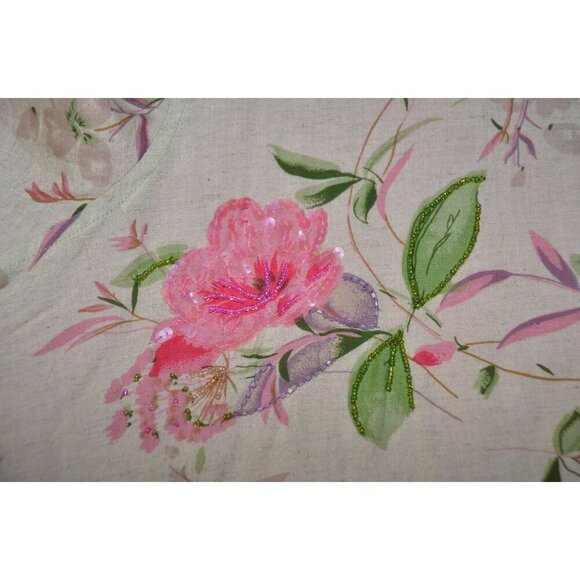 Vintage Beaded Floral Jacket & Matching Handbag Purse Cotton/Flax Plus Size 1X - Picture 12 of 16